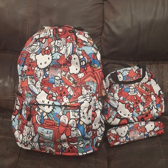 Sanrio Hello Kitty 3 Piece Backpack & Lunch Box Pencil Case Set School B… - Picture 9 of 10